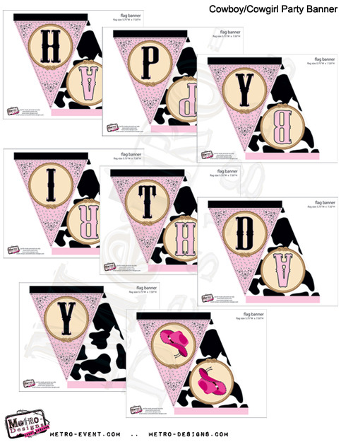 Cowgirl Party Banner. Cowgirl Birthday, Cowgirl Banner, Cowgirl Bunting, Cowgirl Party Bunting, Cowgirl Birthday Bunting. Bunting, Banner