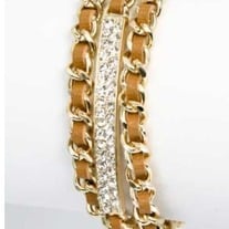 Brown Leather Crystal Chain Wrap