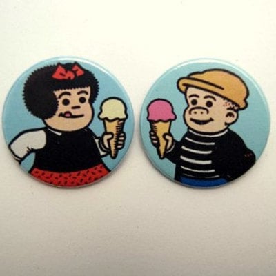 Nancy and sluggo - pinback button, magnet or clip 1.5 inch (38mm)