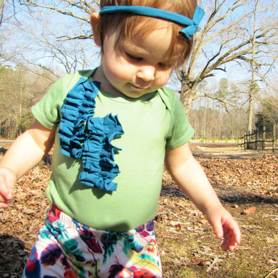 Royal blue asymetrical ruffle onesie