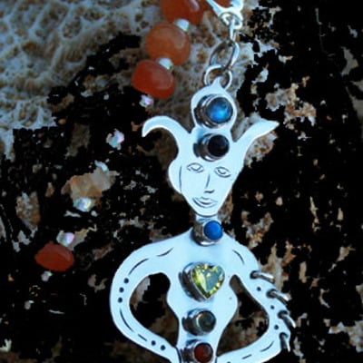 Chakra spirit silver pendant, 7 chakra gems, matches the yoga chord and harmony chord