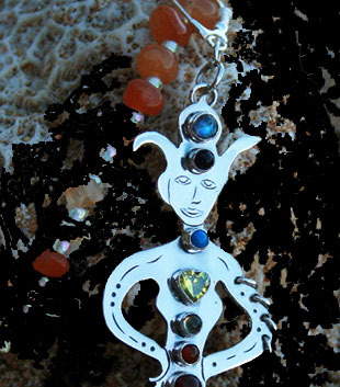 Chakra Spirit Silver Pendant, 7 Chakra Gems, Matches the Yoga Chord and Harmony Chord
