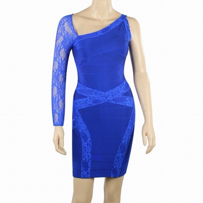Royal blue lace bandage dress