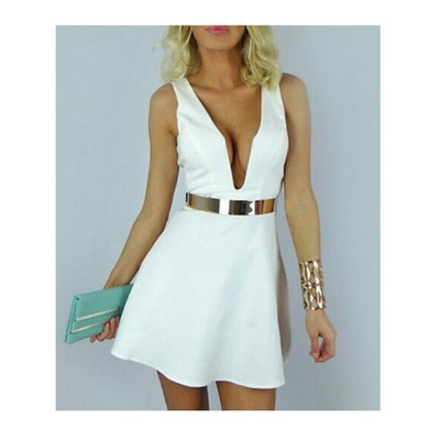 Deep v neck plunge dress