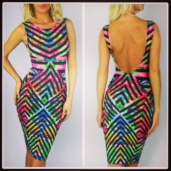 Geometric Backless Bodycon