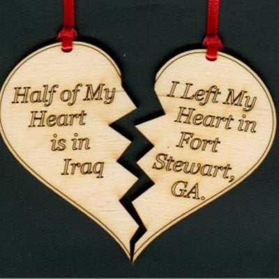 Iraq - broken heart wood ornament - Thumbnail 1