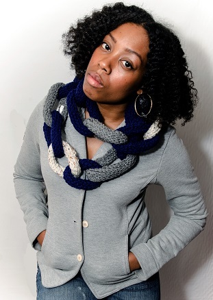 Chain Link Scarf - Navy Blue, Oatmeal and Grey