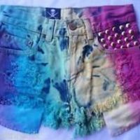 Vtg. Cutoffs Festival studded distressed Rainbow High waist Shorts sz 4 28in   - Thumbnail 1