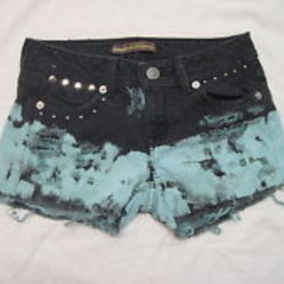 Denim cut off shorts size 7 waist 31 inches 2 tone blue and black