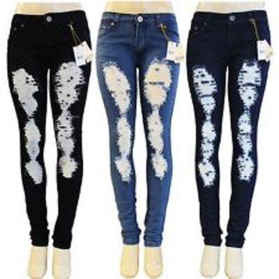 Rise skinny jeans ripped destroyed women light weight denim vintage waisted