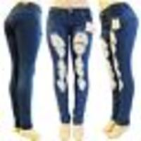 Rise Skinny Jeans Ripped Destroyed Women Light Weight Denim Vintage waisted - Thumbnail 2