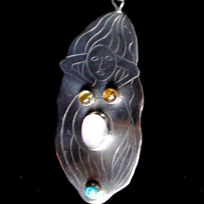 Reclining goddess silver pendant, matches the soul purpose necklace