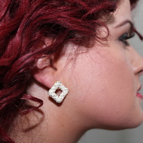 WHITE STRIPED STUD EARRINGS