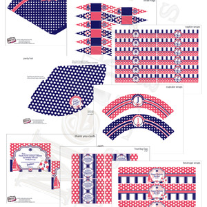 Sailor, nautical party kit: coral & navy - Thumbnail 4