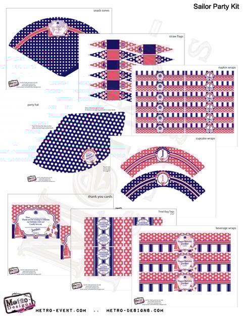 Sailor, Nautical Party Kit: Coral & Navy