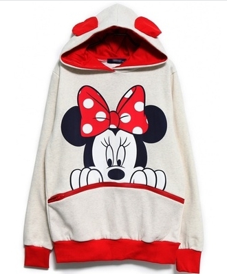 White Cotton Women Fashion  Casual Loose Hoodies M/L FZ72268w 