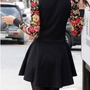 Black Blends Women Fashion Round Neck Long Sleeve New Autumn Style Casual Slim Sexy Short Length Dress One Size FZ73267-27b-1