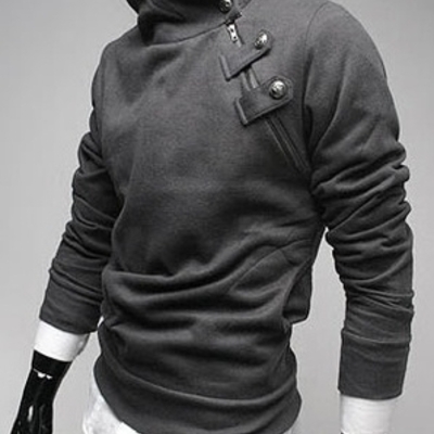 Dark grey cotton long sleeve zipper hoodie m/l/xl/xxl/xxxl 1303sj-a30-25dg 