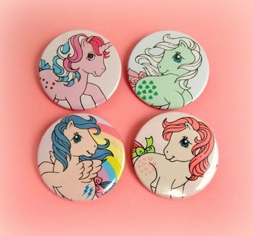 My Little Pony set of 4 - pinback button, magnet or clip 1.5 Inch (38mm)