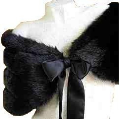 Black faux mink fur bridal wrap shawl capelet