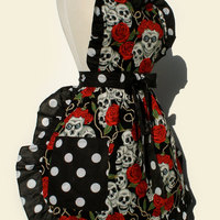 Tattoo Art and Polka Dots Skulls and Roses Apron - Thumbnail 2