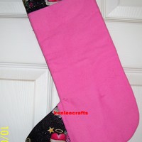 Hearts, Roses and Skulls Hot Pink Christmas Stocking - Thumbnail 2