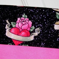 Hearts, Roses and Skulls Hot Pink Christmas Stocking - Thumbnail 4