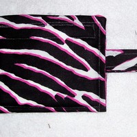 Zebra and Hot Pink Striped Wristlet Coin Purse - Thumbnail 1