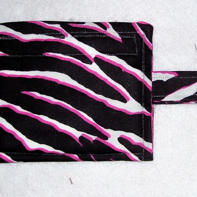 Zebra and hot pink striped wristlet coin purse