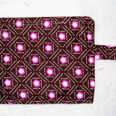 Chocolate brown and pink floral key chain coin purse