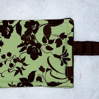 Mint green and chocolate brown key chain coin purse