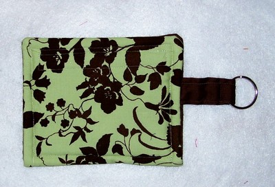 Mint green and chocolate brown key chain coin purse