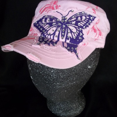 Butterfly print military hat