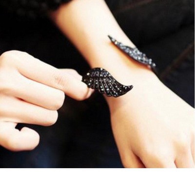 Vintage black crystal wing cuff