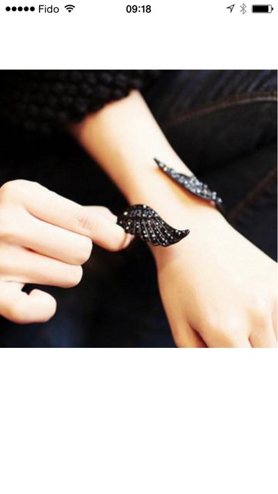 Vintage black crystal wing cuff