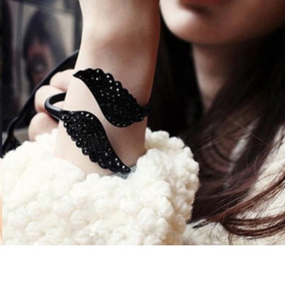 Vintage black crystal wing cuff