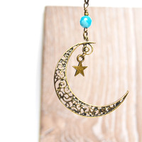 Mystical Moon Necklace, Crescent Moon and Star Necklace - Thumbnail 2