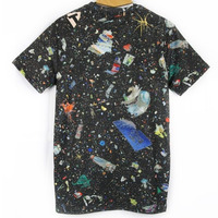 Free Shipping-ALL OVER PRINT GALAXY SKULL LA HANDSIGN T SHIRT - Thumbnail 1