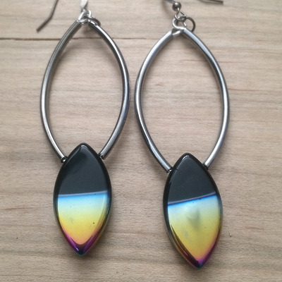 Eye of the peacock earrings in gunmetal