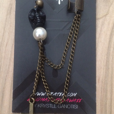 Rosary skull cuff earrings