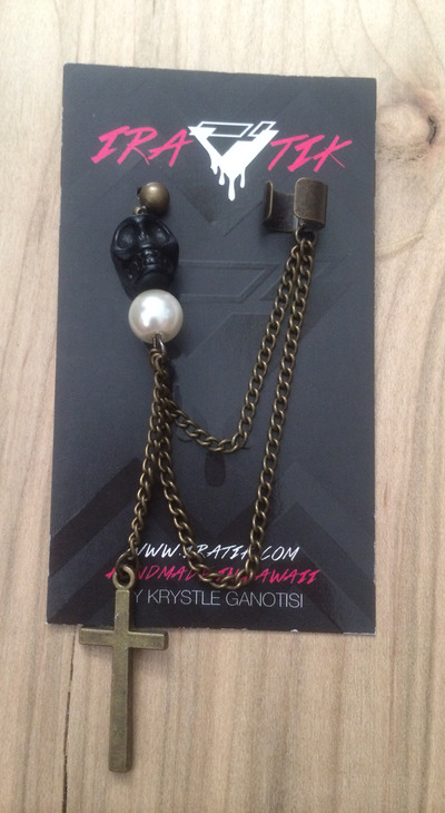 Rosary Skull Cuff Earrings