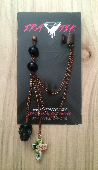 Rosary Skull Cuff Earrings