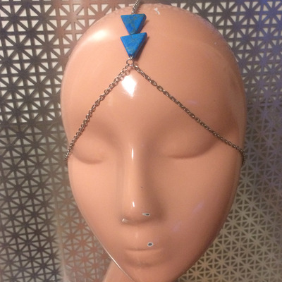 Tribal duo triangle silver headpiece