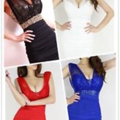 Sexy sequin v neck sleeveless close mini dress 
