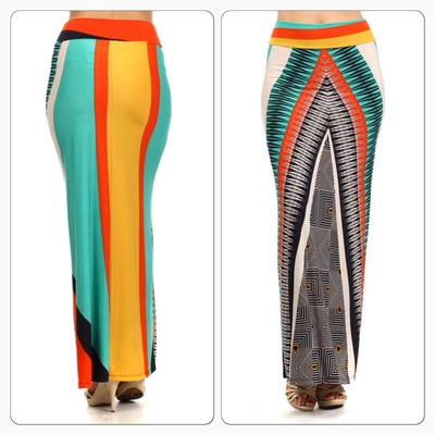 Fold over Aztec Maxi Skirt