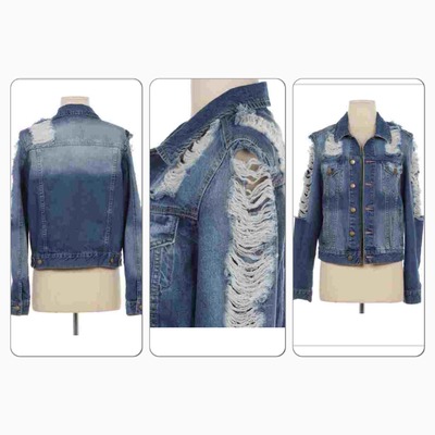 Distressed tapered denim jacket 