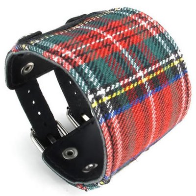  leather cotton cloth cuff bracelet-(red/blue/black/mix pld)-unisex