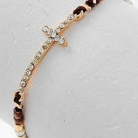 Mona - Beaded Sideways Cross - Thumbnail 2