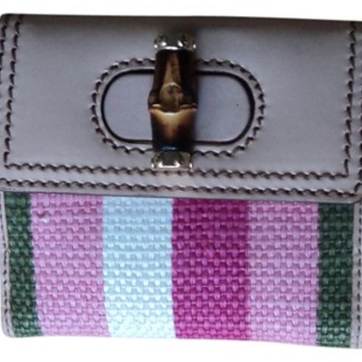 Gucci bamboo pink and green wallet