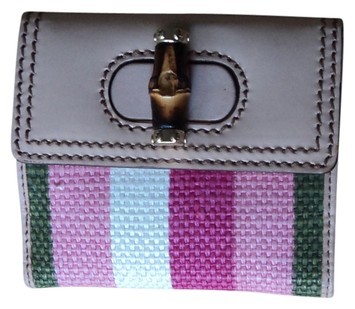 Gucci bamboo pink and green wallet